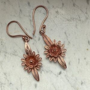 Elegant Rose Gold Floral Earrings